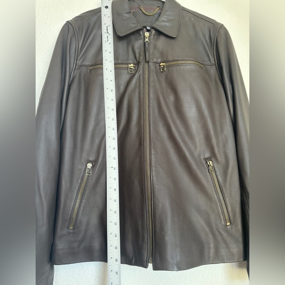 NWOT Vince brown Leather Moto Jacket 100% Lambskin Men’s size Small - Picture 15 of 17